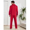 image:imageSWOMOG Men Pajamas Matching Pajamas Set Silk Satin Pj Long Sleeve Button Down Sleepwear 2 Pcs LoungewearRed