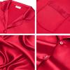 image:imageSWOMOG Men Pajamas Matching Pajamas Set Silk Satin Pj Long Sleeve Button Down Sleepwear 2 Pcs LoungewearRed