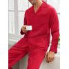 image:imageSWOMOG Men Pajamas Matching Pajamas Set Silk Satin Pj Long Sleeve Button Down Sleepwear 2 Pcs LoungewearRed