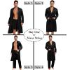 image:imageSWOMOG Mens 3 PCS Satin Robe with Pants amp Shorts Set Kimono Bathrobe Long Sleeve Sleepwear Pjs Sets with PocketsBlack  Red Trimming