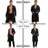 image:imageSWOMOG Mens 3 PCS Satin Robe with Pants amp Shorts Set Kimono Bathrobe Long Sleeve Sleepwear Pjs Sets with PocketsBlack1  White Trimming
