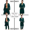 image:imageSWOMOG Mens 3 PCS Satin Robe with Pants amp Shorts Set Kimono Bathrobe Long Sleeve Sleepwear Pjs Sets with PocketsDeep Green
