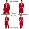 image:imageSWOMOG Mens 3 PCS Satin Robe with Pants amp Shorts Set Kimono Bathrobe Long Sleeve Sleepwear Pjs Sets with PocketsRed