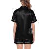 image:imageSWOMOG Satin Matching Pajamas Sets Couple Silk Button Down Nightwear Women amp Men Short Sleeve Sleepwear 2 Pieces LoungewearBlack