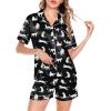 image:imageSWOMOG Satin Matching Pajamas Sets Couple Silk Button Down Nightwear Women amp Men Short Sleeve Sleepwear 2 Pieces LoungewearBlack Leopard