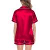 image:imageSWOMOG Satin Matching Pajamas Sets Couple Silk Button Down Nightwear Women amp Men Short Sleeve Sleepwear 2 Pieces LoungewearCamellia Red