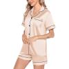image:imageSWOMOG Satin Matching Pajamas Sets Couple Silk Button Down Nightwear Women amp Men Short Sleeve Sleepwear 2 Pieces LoungewearChampagne