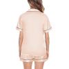 image:imageSWOMOG Satin Matching Pajamas Sets Couple Silk Button Down Nightwear Women amp Men Short Sleeve Sleepwear 2 Pieces LoungewearChampagne