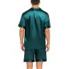 image:imageSWOMOG Satin Matching Pajamas Sets Couple Silk Button Down Nightwear Women amp Men Short Sleeve Sleepwear 2 Pieces LoungewearDark Green