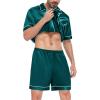 image:imageSWOMOG Satin Matching Pajamas Sets Couple Silk Button Down Nightwear Women amp Men Short Sleeve Sleepwear 2 Pieces LoungewearGreen