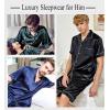 image:imageSWOMOG Satin Matching Pajamas Sets Couple Silk Button Down Nightwear Women amp Men Short Sleeve Sleepwear 2 Pieces LoungewearGreen