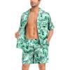 image:imageSWOMOG Satin Matching Pajamas Sets Couple Silk Button Down Nightwear Women amp Men Short Sleeve Sleepwear 2 Pieces LoungewearGreen Leaves
