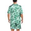 image:imageSWOMOG Satin Matching Pajamas Sets Couple Silk Button Down Nightwear Women amp Men Short Sleeve Sleepwear 2 Pieces LoungewearGreen Leaves