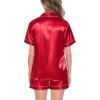 image:imageSWOMOG Satin Matching Pajamas Sets Couple Silk Button Down Nightwear Women amp Men Short Sleeve Sleepwear 2 Pieces LoungewearLight Red