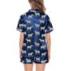 image:imageSWOMOG Satin Matching Pajamas Sets Couple Silk Button Down Nightwear Women amp Men Short Sleeve Sleepwear 2 Pieces LoungewearNavy Blue Zebra