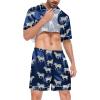 image:imageSWOMOG Satin Matching Pajamas Sets Couple Silk Button Down Nightwear Women amp Men Short Sleeve Sleepwear 2 Pieces LoungewearNavy Blue Zebra