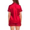 image:imageSWOMOG Satin Matching Pajamas Sets Couple Silk Button Down Nightwear Women amp Men Short Sleeve Sleepwear 2 Pieces LoungewearRed Leopard
