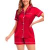 image:imageSWOMOG Satin Matching Pajamas Sets Couple Silk Button Down Nightwear Women amp Men Short Sleeve Sleepwear 2 Pieces LoungewearRed Leopard