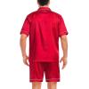 image:imageSWOMOG Satin Matching Pajamas Sets Couple Silk Button Down Nightwear Women amp Men Short Sleeve Sleepwear 2 Pieces LoungewearRed Leopard