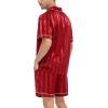 image:imageSWOMOG Satin Matching Pajamas Sets Couple Silk Button Down Nightwear Women amp Men Short Sleeve Sleepwear 2 Pieces LoungewearRed Striped