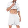 image:imageSWOMOG Satin Matching Pajamas Sets Couple Silk Button Down Nightwear Women amp Men Short Sleeve Sleepwear 2 Pieces LoungewearWhite