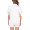 image:imageSWOMOG Satin Matching Pajamas Sets Couple Silk Button Down Nightwear Women amp Men Short Sleeve Sleepwear 2 Pieces LoungewearWhite