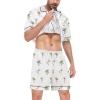 image:imageSWOMOG Satin Matching Pajamas Sets Couple Silk Button Down Nightwear Women amp Men Short Sleeve Sleepwear 2 Pieces LoungewearWhite Coconut Tree