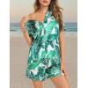image:imageSWOMOG Satin Matching Pajamas Sets Couple Silk Button Down Nightwear Women amp Men Short Sleeve Sleepwear 2 Pieces LoungewearWhite Leaves