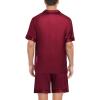 image:imageSWOMOG Satin Matching Pajamas Sets Couple Silk Button Down Nightwear Women amp Men Short Sleeve Sleepwear 2 Pieces LoungewearWine Red