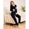 image:imageSWOMOG Womens Pajamas Set Long Sleeve Sleepwear with Long Pants Soft Modal Loungewear Pj Set0black
