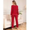 image:imageSWOMOG Womens Pajamas Set Long Sleeve Sleepwear with Long Pants Soft Modal Loungewear Pj Set0red