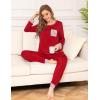 image:imageSWOMOG Womens Pajamas Set Long Sleeve Sleepwear with Long Pants Soft Modal Loungewear Pj Set0red