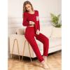 image:imageSWOMOG Womens Pajamas Set Long Sleeve Sleepwear with Long Pants Soft Modal Loungewear Pj Set0red