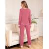 image:imageSWOMOG Womens Pajamas Set Long Sleeve Sleepwear with Long Pants Soft Modal Loungewear Pj SetCoral
