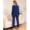 image:imageSWOMOG Womens Pajamas Set Long Sleeve Sleepwear with Long Pants Soft Modal Loungewear Pj SetNavy Blue