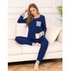 image:imageSWOMOG Womens Pajamas Set Long Sleeve Sleepwear with Long Pants Soft Modal Loungewear Pj SetNavy Blue