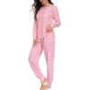 image:imageSWOMOG Womens Pajamas Set Long Sleeve Sleepwear with Long Pants Soft Modal Loungewear Pj SetPink Leopard
