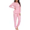image:imageSWOMOG Womens Pajamas Set Long Sleeve Sleepwear with Long Pants Soft Modal Loungewear Pj SetPink Leopard
