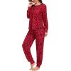 image:imageSWOMOG Womens Pajamas Set Long Sleeve Sleepwear with Long Pants Soft Modal Loungewear Pj SetRed Leopard