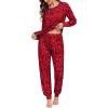 image:imageSWOMOG Womens Pajamas Set Long Sleeve Sleepwear with Long Pants Soft Modal Loungewear Pj SetRed Leopard