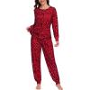 image:imageSWOMOG Womens Pajamas Set Long Sleeve Sleepwear with Long Pants Soft Modal Loungewear Pj SetRed Leopard