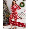 image:imageSWOMOG Womens Pajamas Set Long Sleeve Sleepwear with Long Pants Soft Modal Loungewear Pj SetRed Snowman