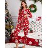 image:imageSWOMOG Womens Pajamas Set Long Sleeve Sleepwear with Long Pants Soft Modal Loungewear Pj SetRed Snowman