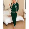 image:imageSWOMOG Womens Pajamas Set Long Sleeve Sleepwear with Long Pants Soft Modal Loungewear Pj SetStyle2dark Geen