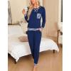 image:imageSWOMOG Womens Pajamas Set Long Sleeve Sleepwear with Long Pants Soft Modal Loungewear Pj SetStyle2navy Blue