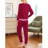 image:imageSWOMOG Womens Pajamas Set Long Sleeve Sleepwear with Long Pants Soft Modal Loungewear Pj SetStyle2wine Red