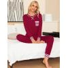 image:imageSWOMOG Womens Pajamas Set Long Sleeve Sleepwear with Long Pants Soft Modal Loungewear Pj SetStyle2wine Red