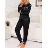 image:imageSWOMOG Womens Pajamas Set Long Sleeve Sleepwear with Long Pants Soft Modal Loungewear Pj SetStyle3black