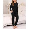 image:imageSWOMOG Womens Pajamas Set Long Sleeve Sleepwear with Long Pants Soft Modal Loungewear Pj SetStyle3black