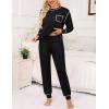 image:imageSWOMOG Womens Pajamas Set Long Sleeve Sleepwear with Long Pants Soft Modal Loungewear Pj SetStyle3black